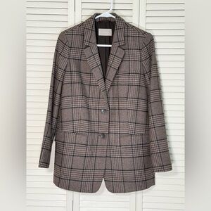 Everlane The Oversized Blazer Brown Gray Italian Wool Houndstooth Windowpane